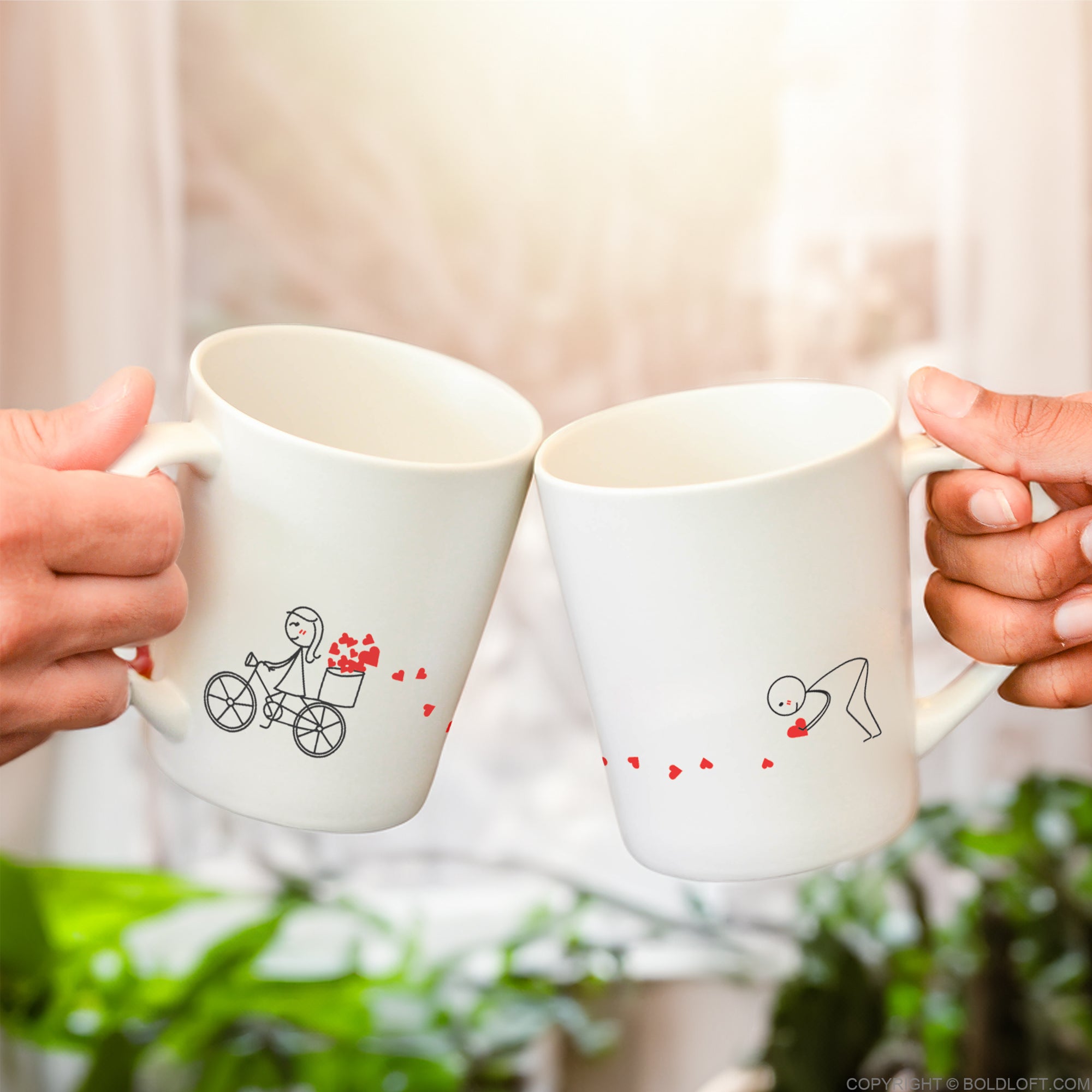 BoldLoft All My Love for You Couple Mugs with cute stick figures and perfect gifts for boyfriend and husband