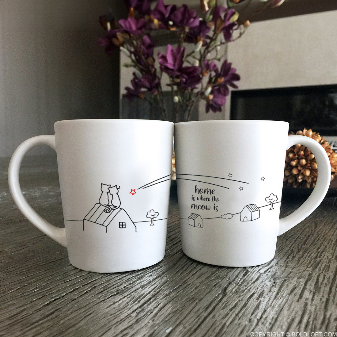 BoldLoft Coffee Mugs for Cat Lovers. Couple Mugs for Cat Lover Couples.