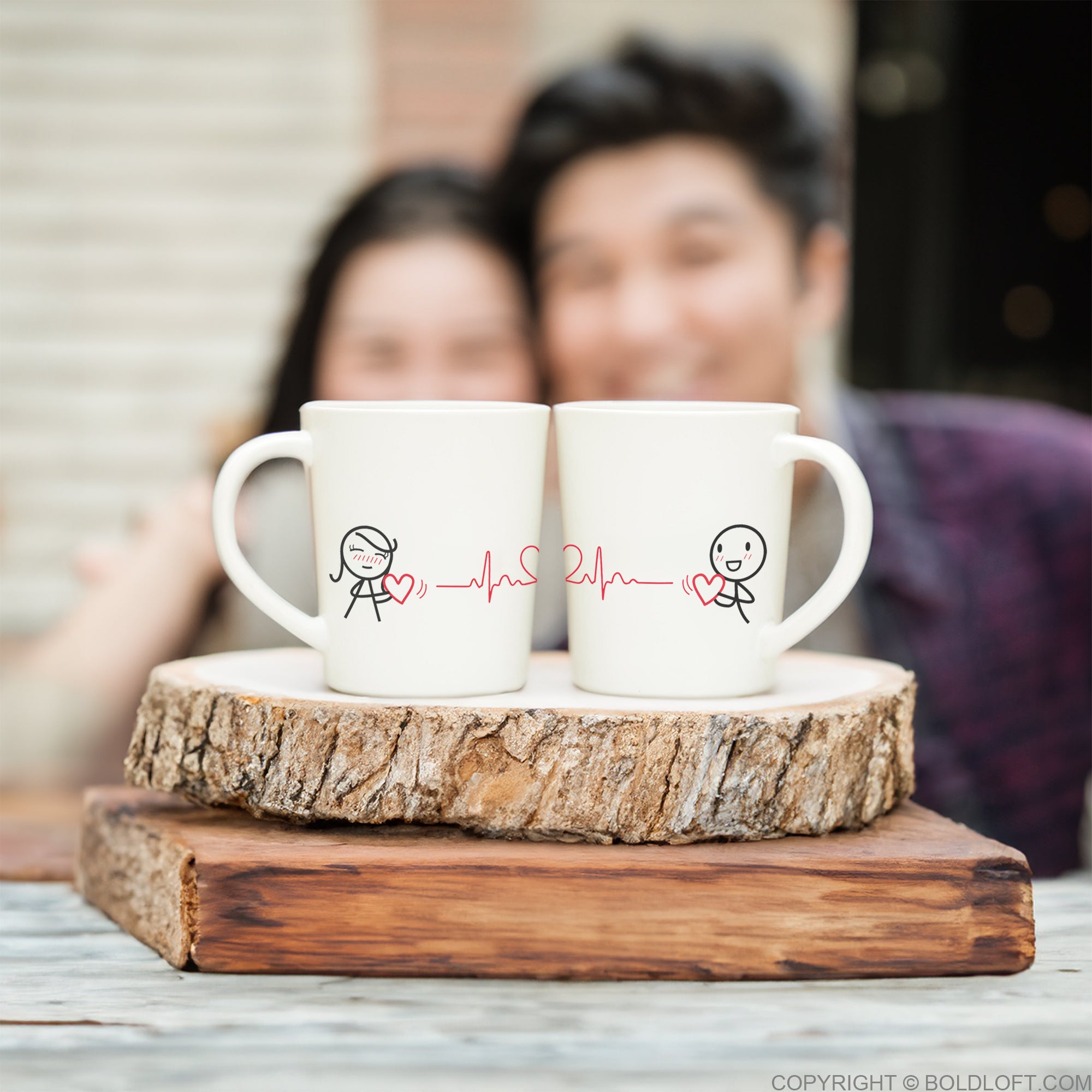 BoldLoft Love You with Every Beat of My Heart Couple Mugs- His and hers mugs for couples feature heartfelt designs