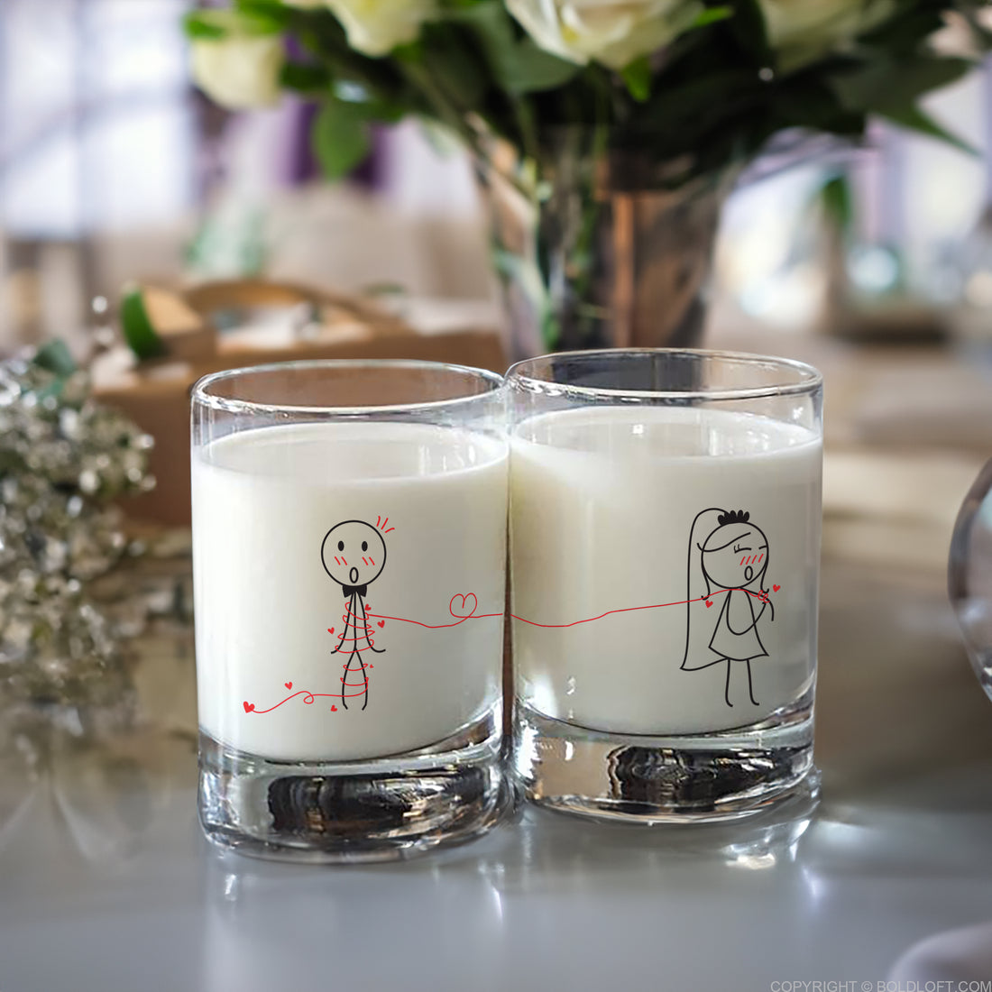 BoldLoft Tie the Knot Wedding Glasses-The perfect his and hers wedding gift for bride and groom.  Engagement Glasses for couples.