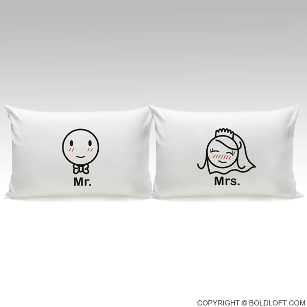A Perfect Match Bride &amp; Groom - Mr &amp; Mrs Couple Pillowcase Set