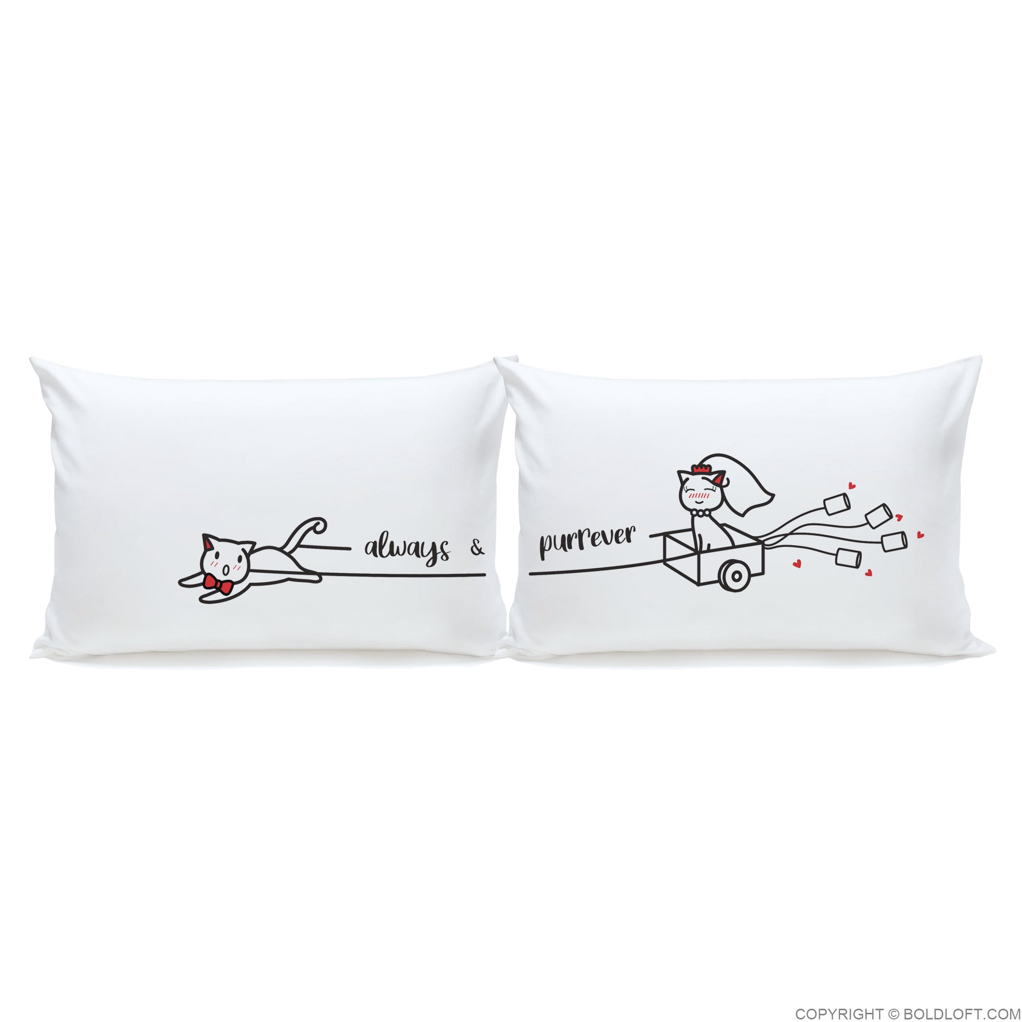 boldloft always &amp; purrever cat couple pillowcases cat lover gifts cat themed wedding gifts