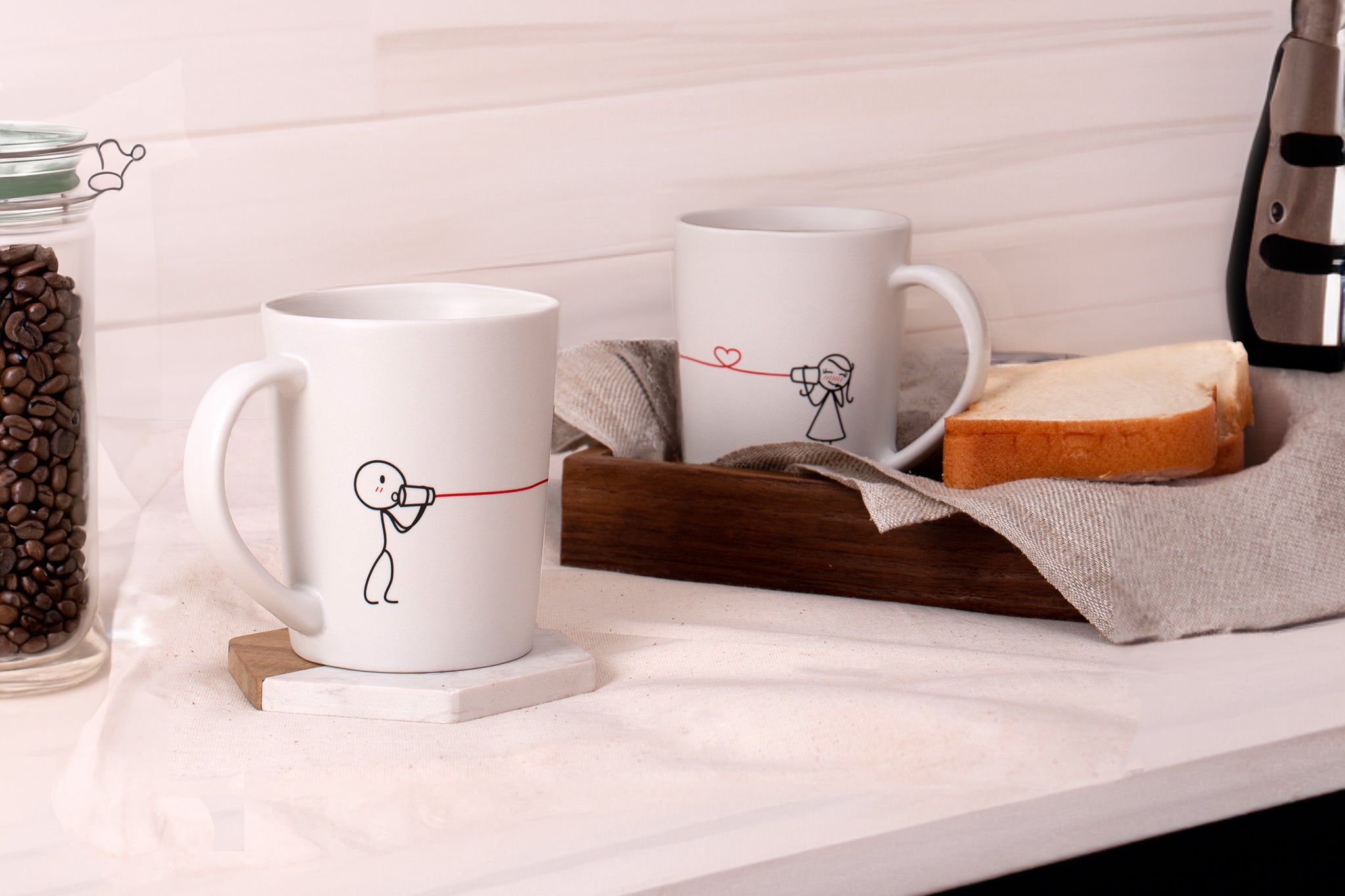 Explore BoldLoft's Unique Couple Coffee Mugs with Signature Stick Figure Designs