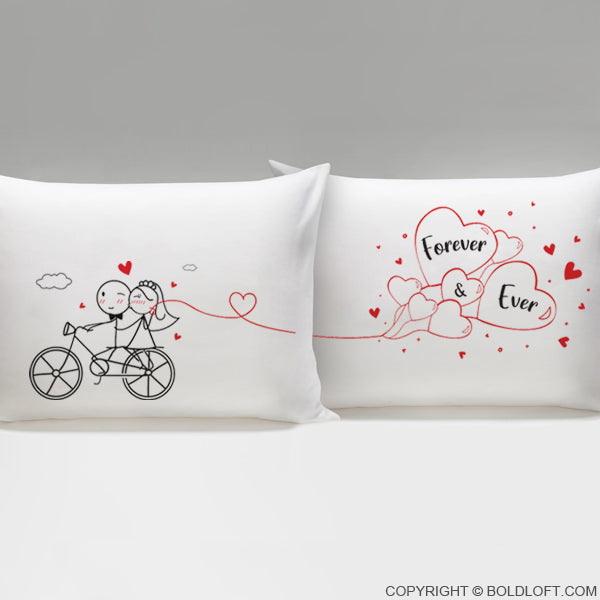 Wedding Gifts-BoldLoft Forever & Ever Bride & Groom Couple Pillowcases