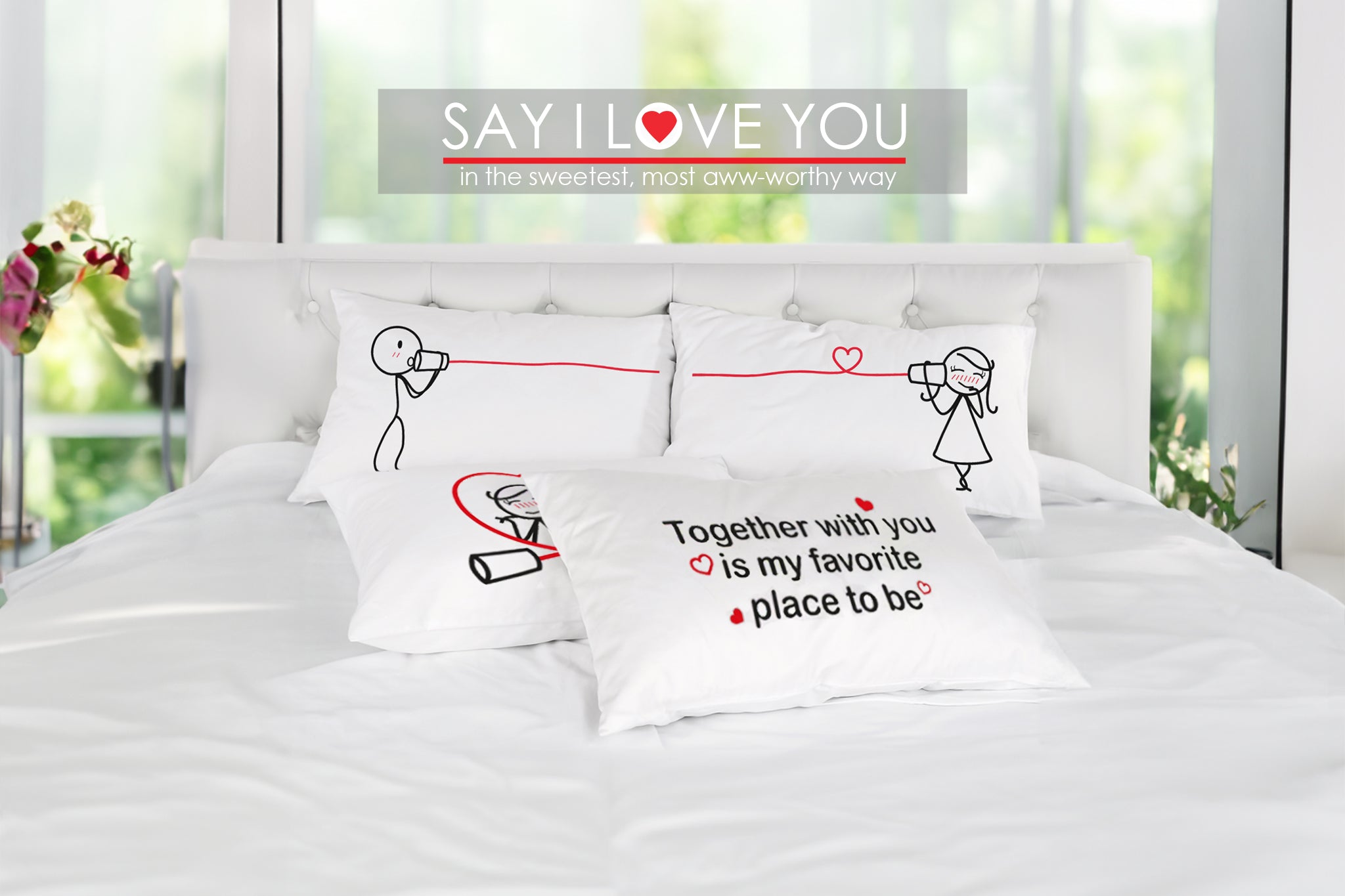 BoldLoft Say I Love You Couple Pillowcases-Valentines Day Gift for