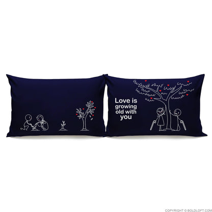Grow Old with You™ Couple Pillowcases (Dark Blue)