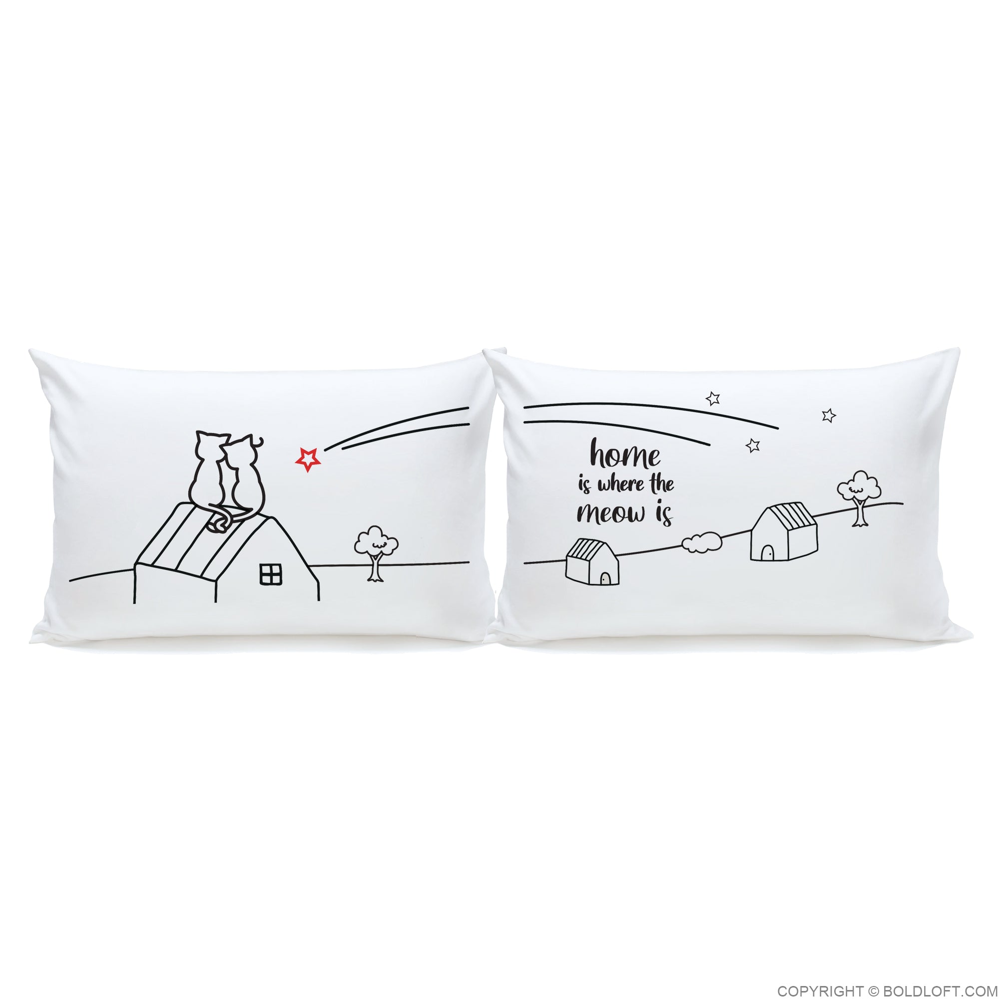 Home is Where The Meow is™ Cat Couple Pillowcase Set
