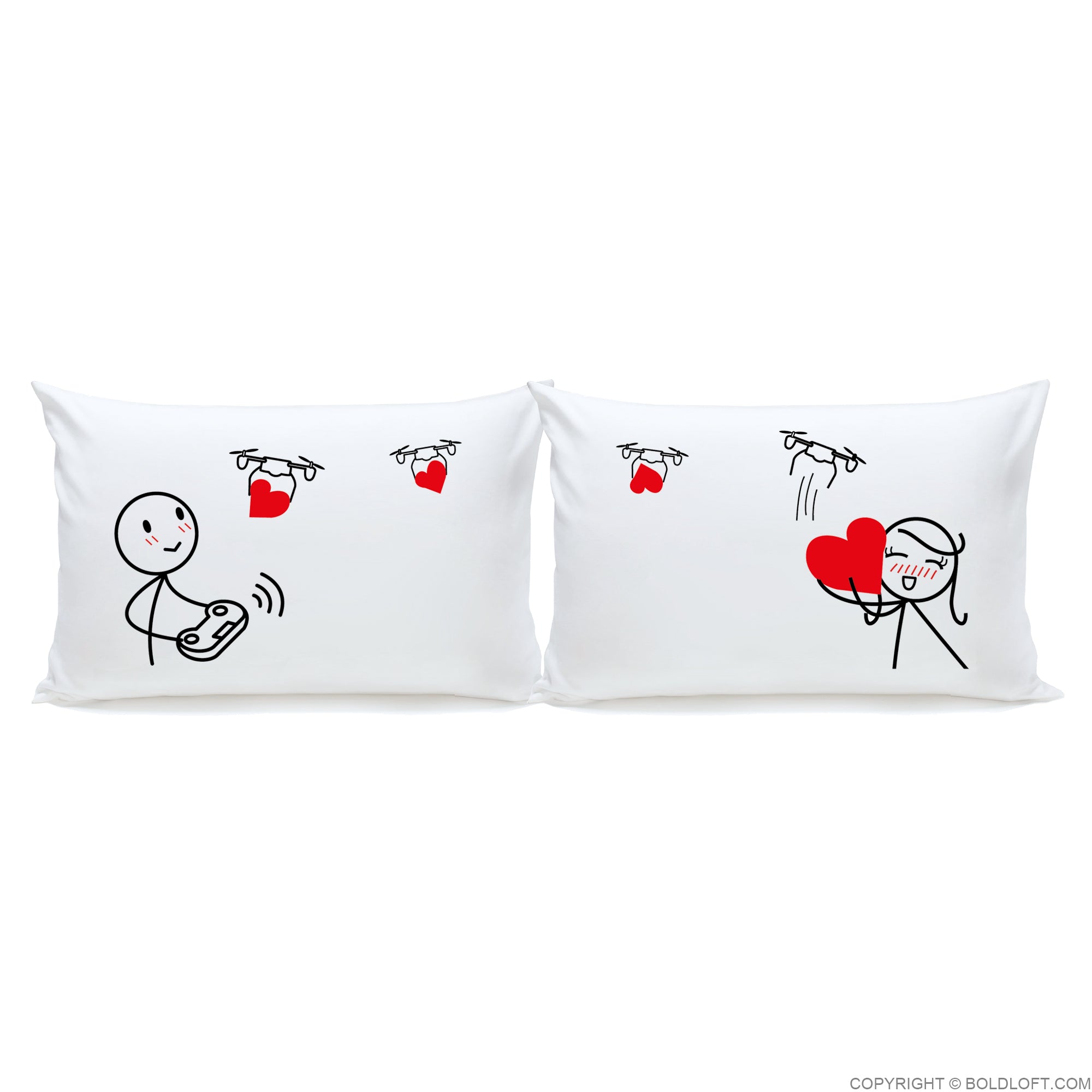 boldloft love is on the way couple pillowcases