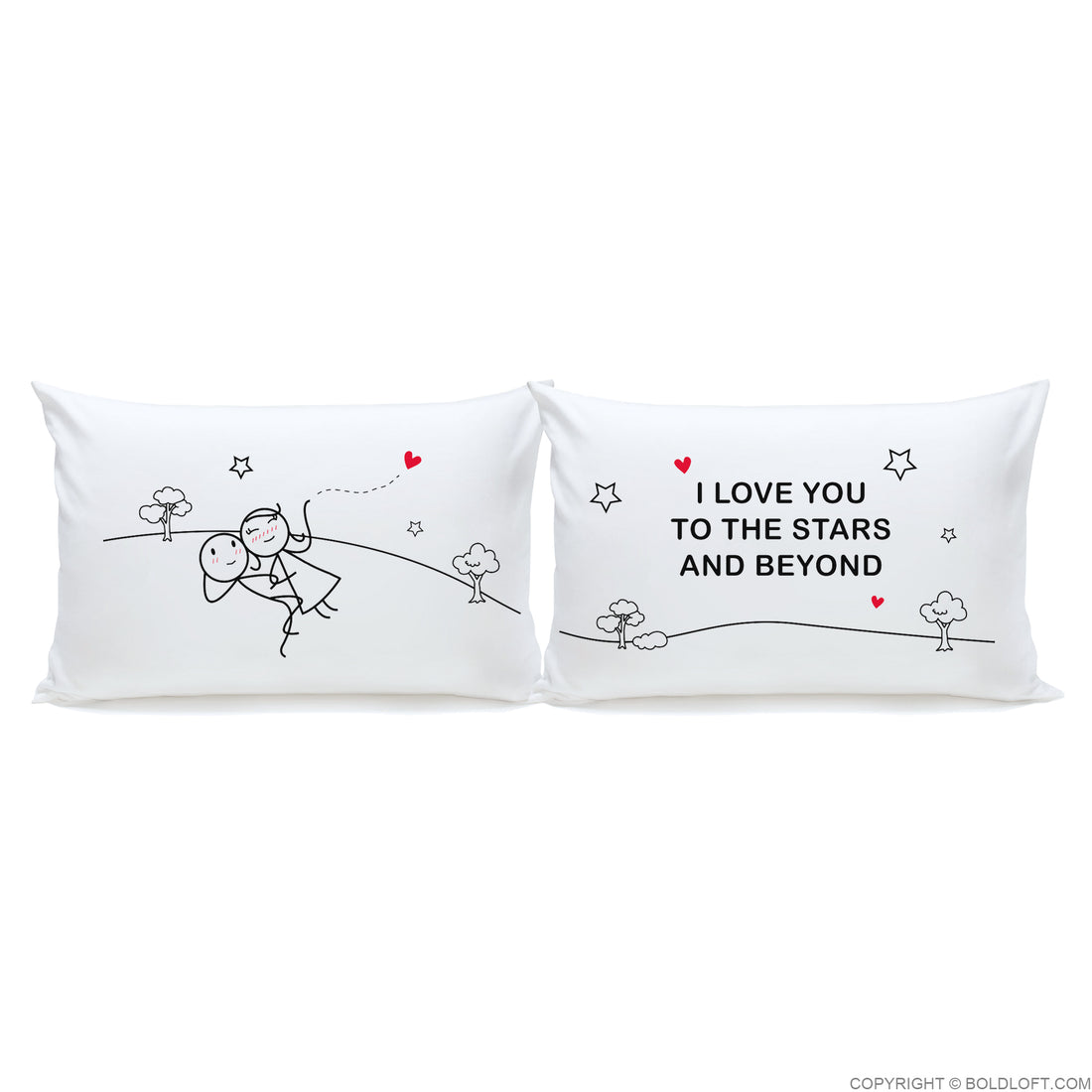 BoldLoft Love You to The Stars & Beyond™ Couple Pillowcases - Perfect his and hers gifts for couples.