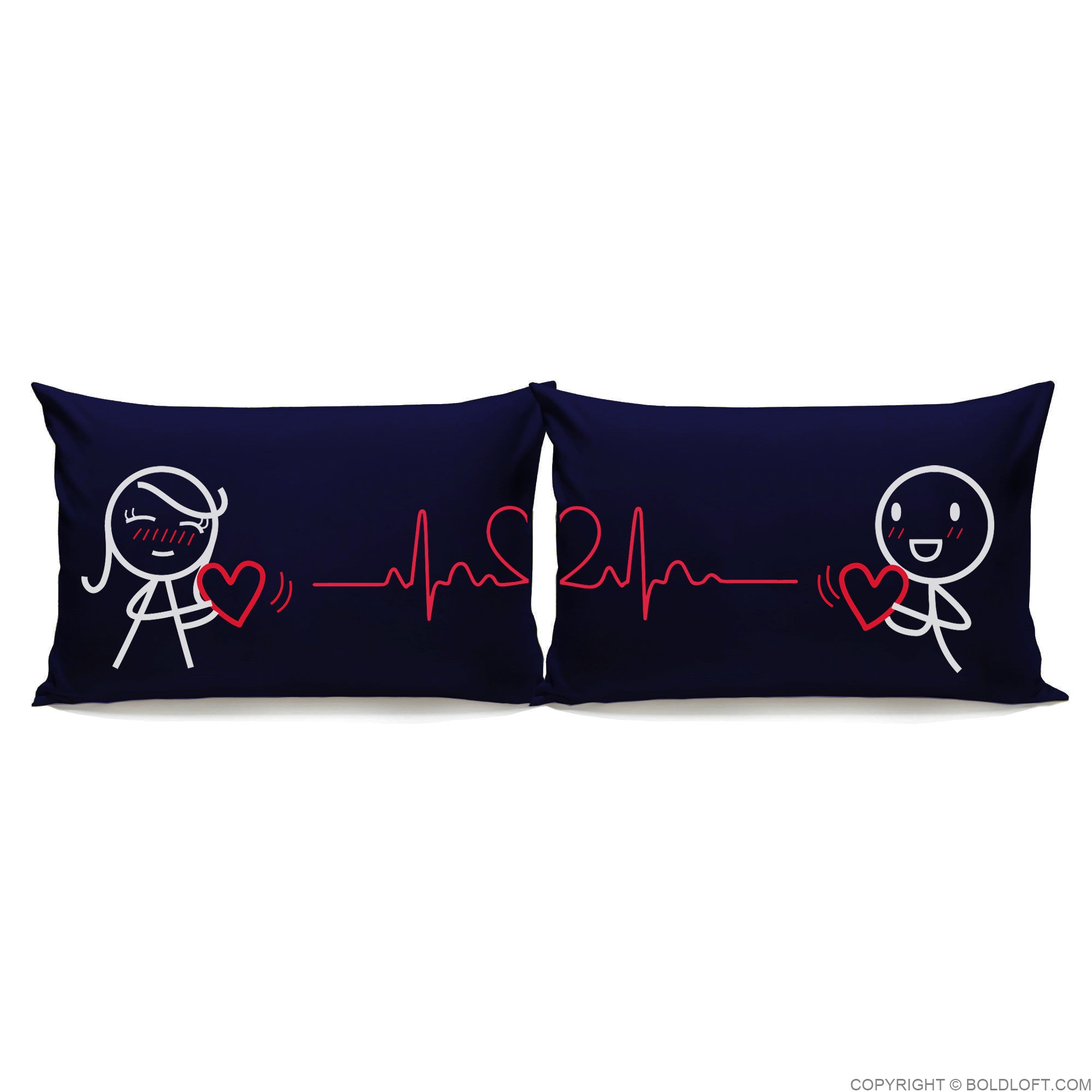 Love You with Every Beat of My Heart ™ Couple Pillowcase Set (Dark Blue)