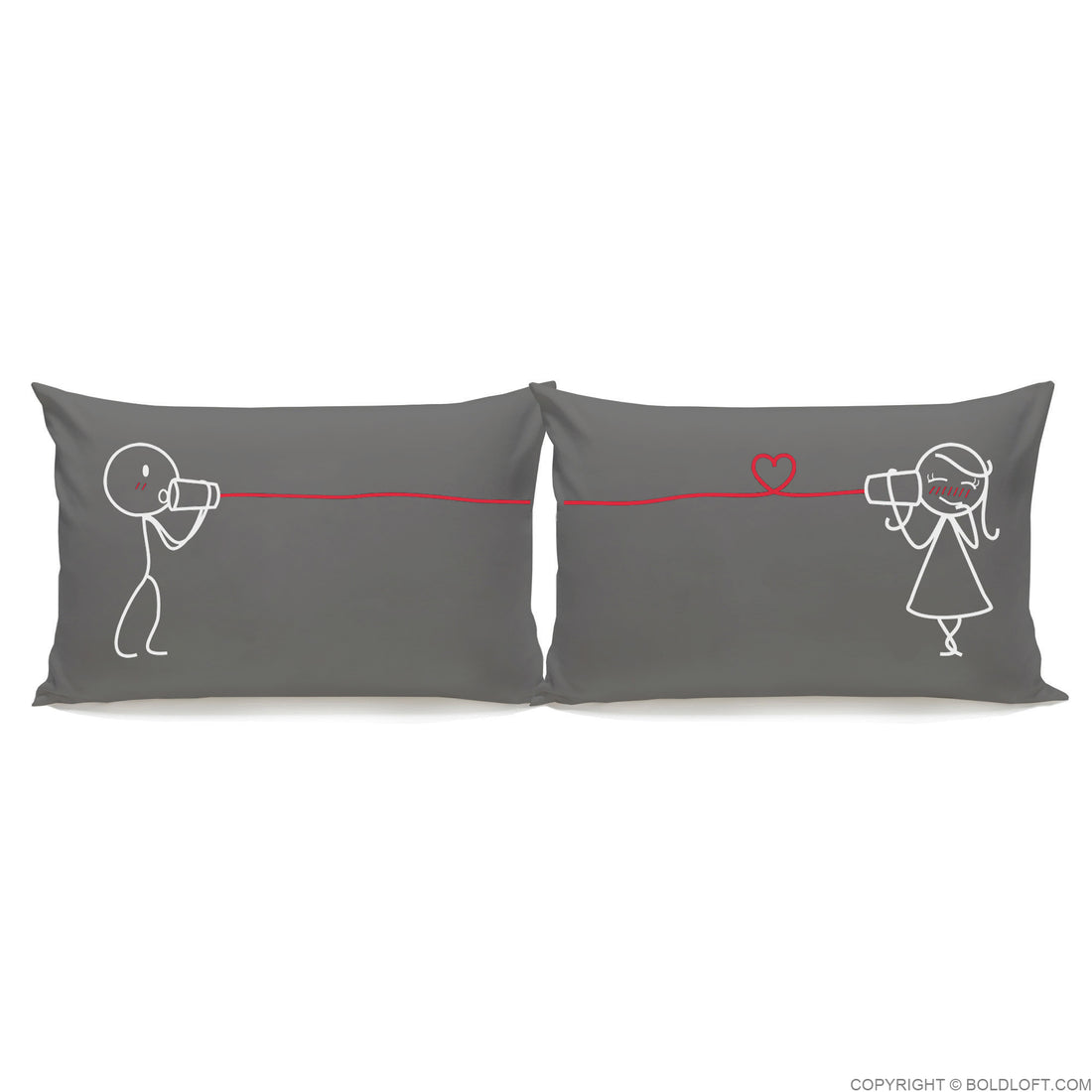 BoldLoft Say I Love You® Couple Pillowcase Set in Gray