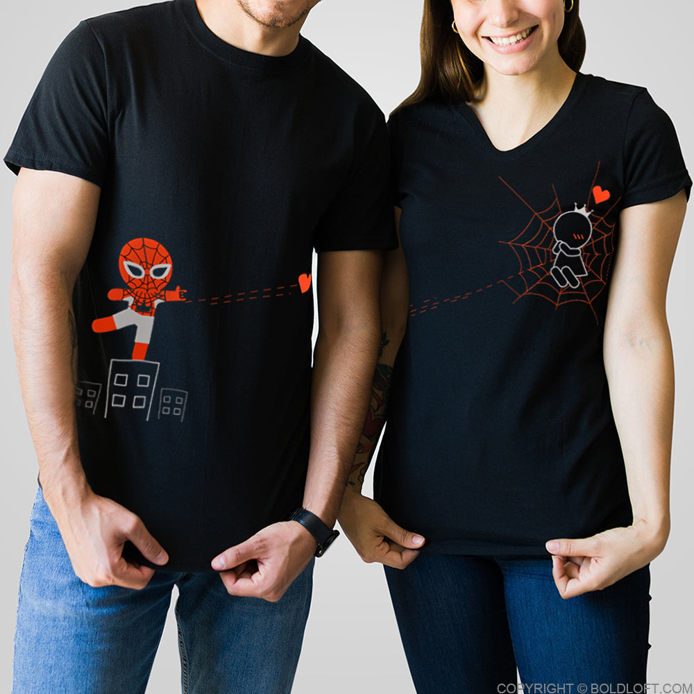 boldloft captured by your love superhero couple shirts for him her black