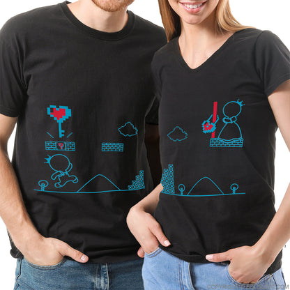 Key To My Heart™ His &amp; Hers Couple Shirts Black