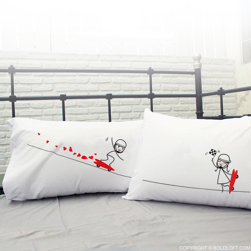 BoldLoft Your Heart Is My Favorite Destination Couple Pillowcases - Romantic Couple Gifts for Him and Her.