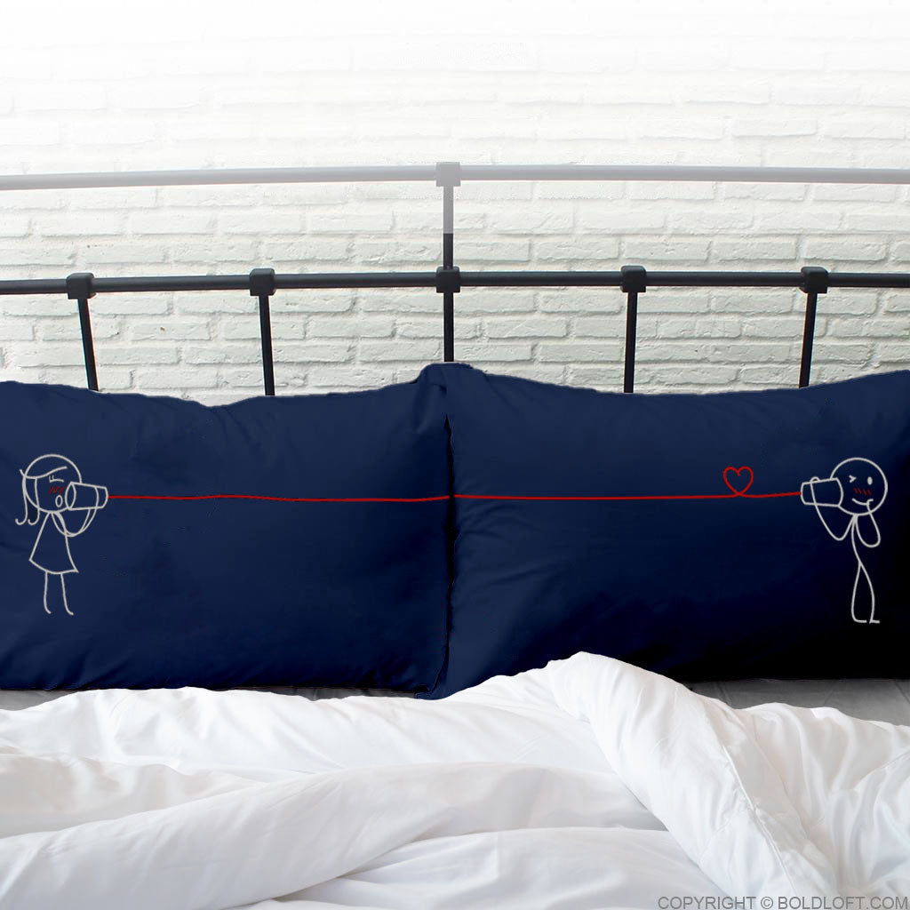 boldloft say I love you too couple pillowcases dark blue his hers pillow covers