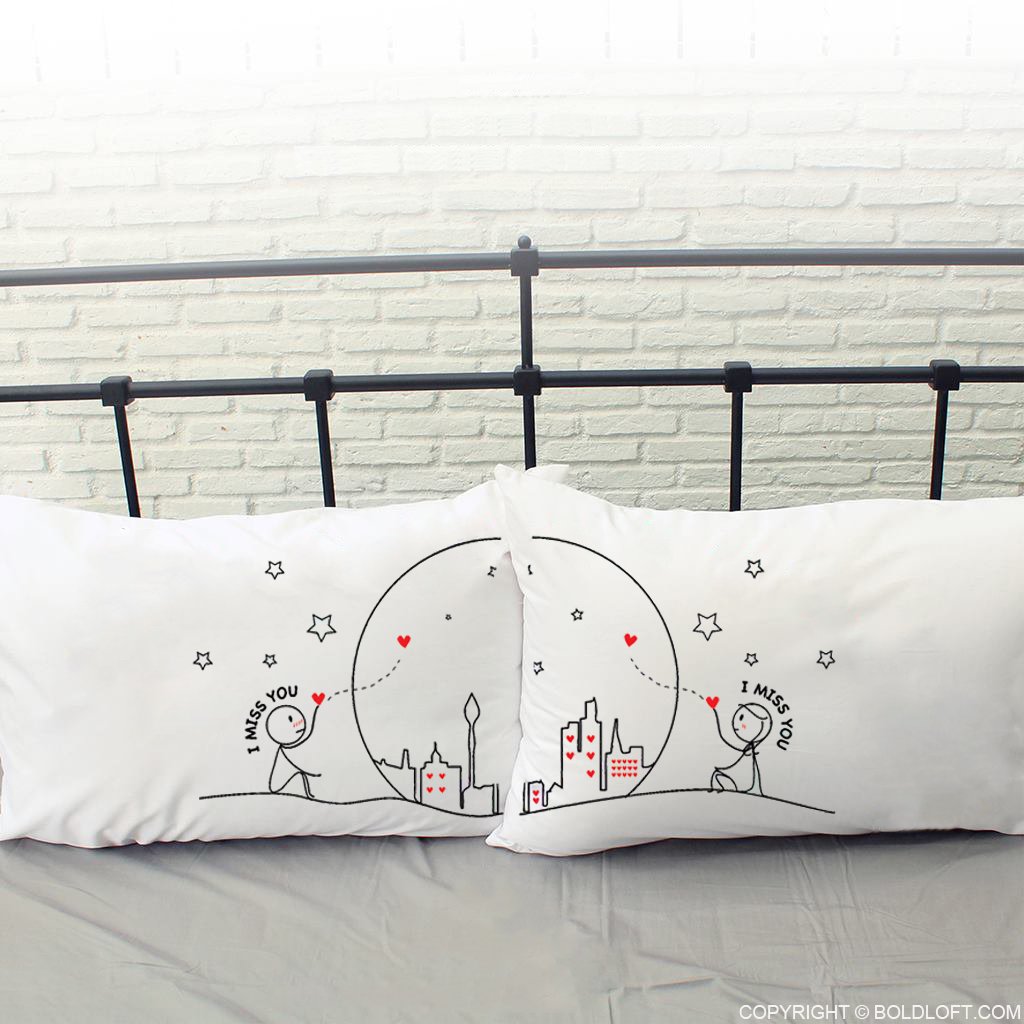 Miss Us Together™ Long Distance Relationships Couple Pillowcases