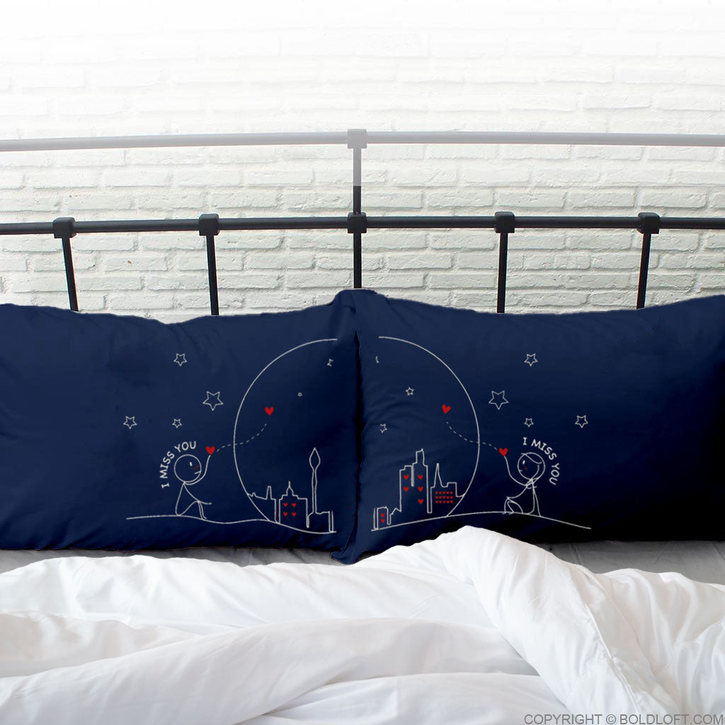 boldloft long distance pillow covers for long distance couples dark blue