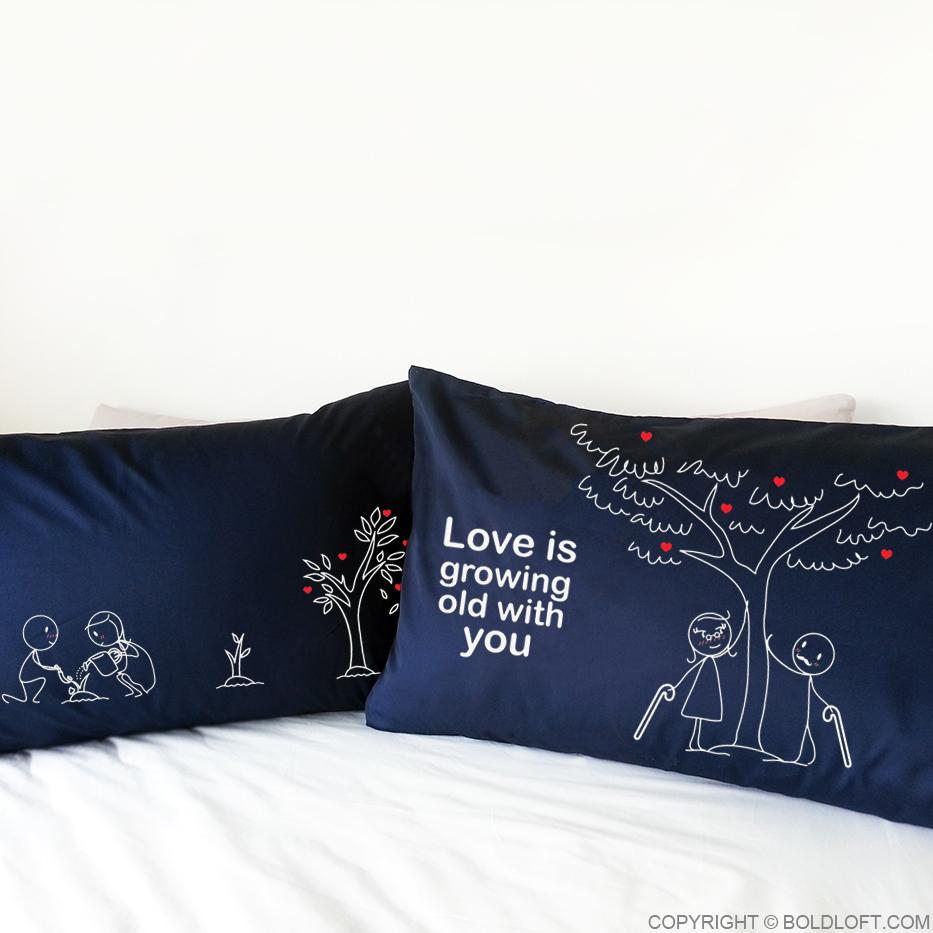 Grow Old with You™ Couple Pillow Cases (Dark Blue)