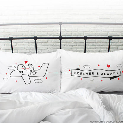 Newlywed Gifts-BoldLoft Forever &amp; Always™ Bride &amp; Groom Pillowcases