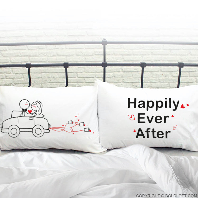 Wedding Gifts for Bride &amp; Groom-BoldLoft Happily Ever After Couple Pillowcases