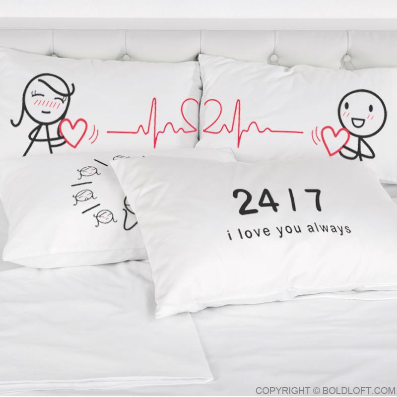 Love You with Every Beat of My Heart ™ Couple Pillowcases