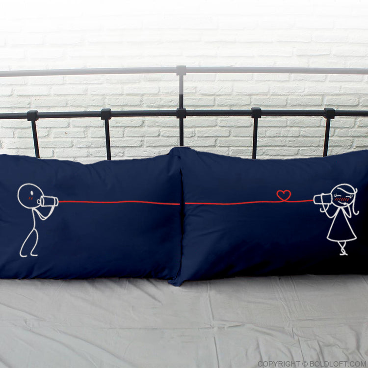 BoldLoft Say I Love You His and Hers Pillowcases Dark Blue,Couple