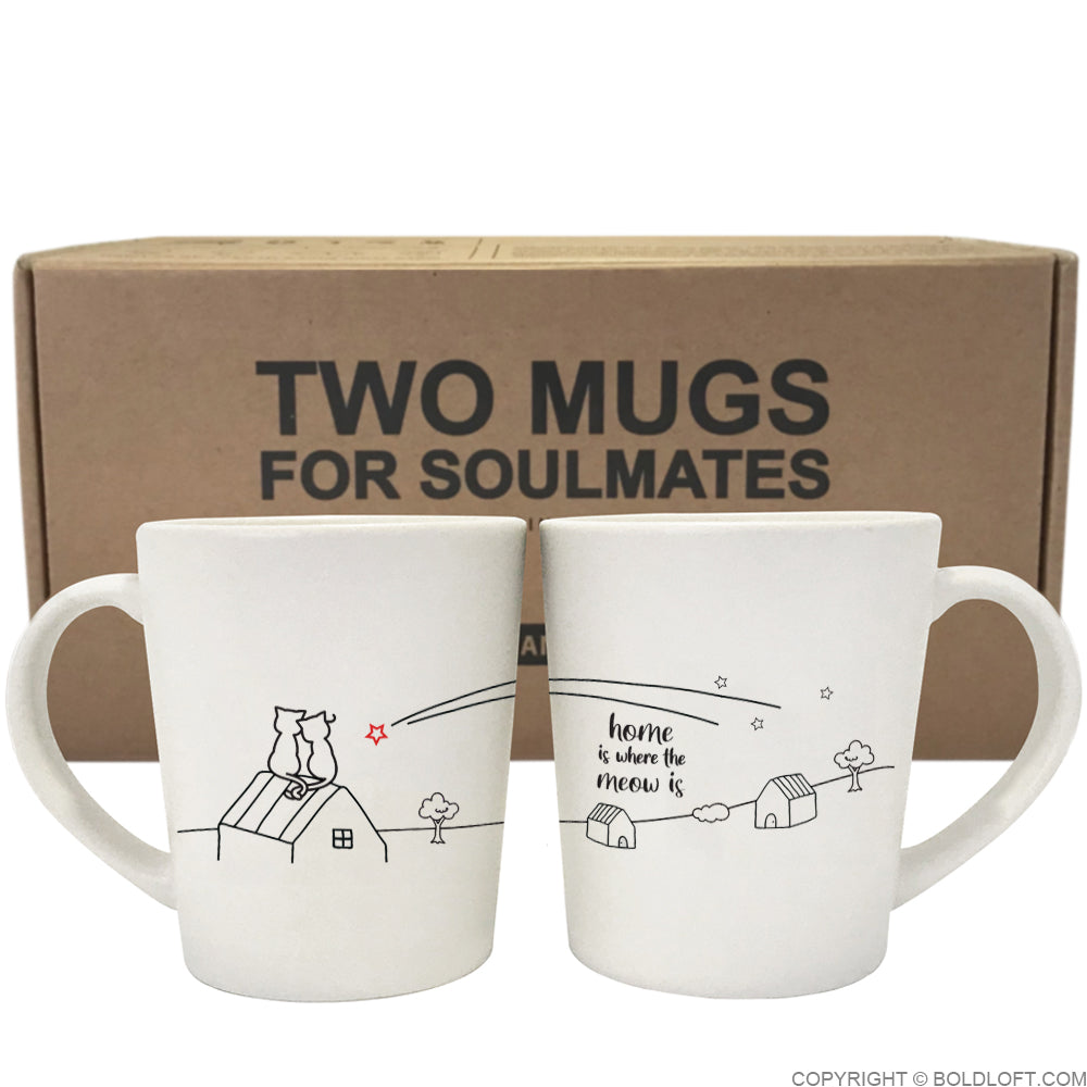 boldloft home is where the meow is cat coffee mugs for cat lovers cat couple gifts