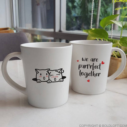 BOLDLOFT Purrfect Together Cat Coffee Mugs-Cat Lover Gifts for Couples