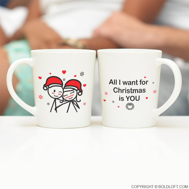 Snow Couple Personalized Christmas Coffee Mug Set