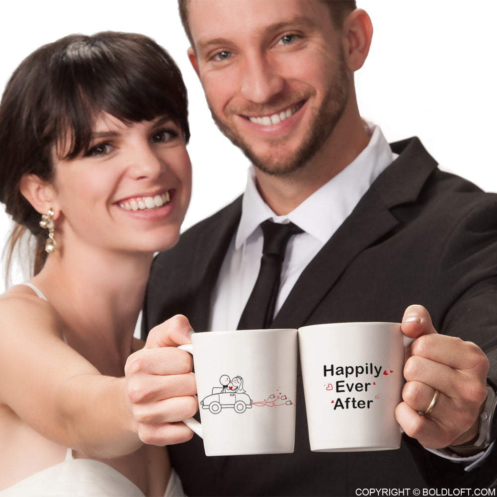 Wedding Gifts for Bride &amp; Groom-BoldLoft Happily Ever After His &amp; Hers Coffee Mugs