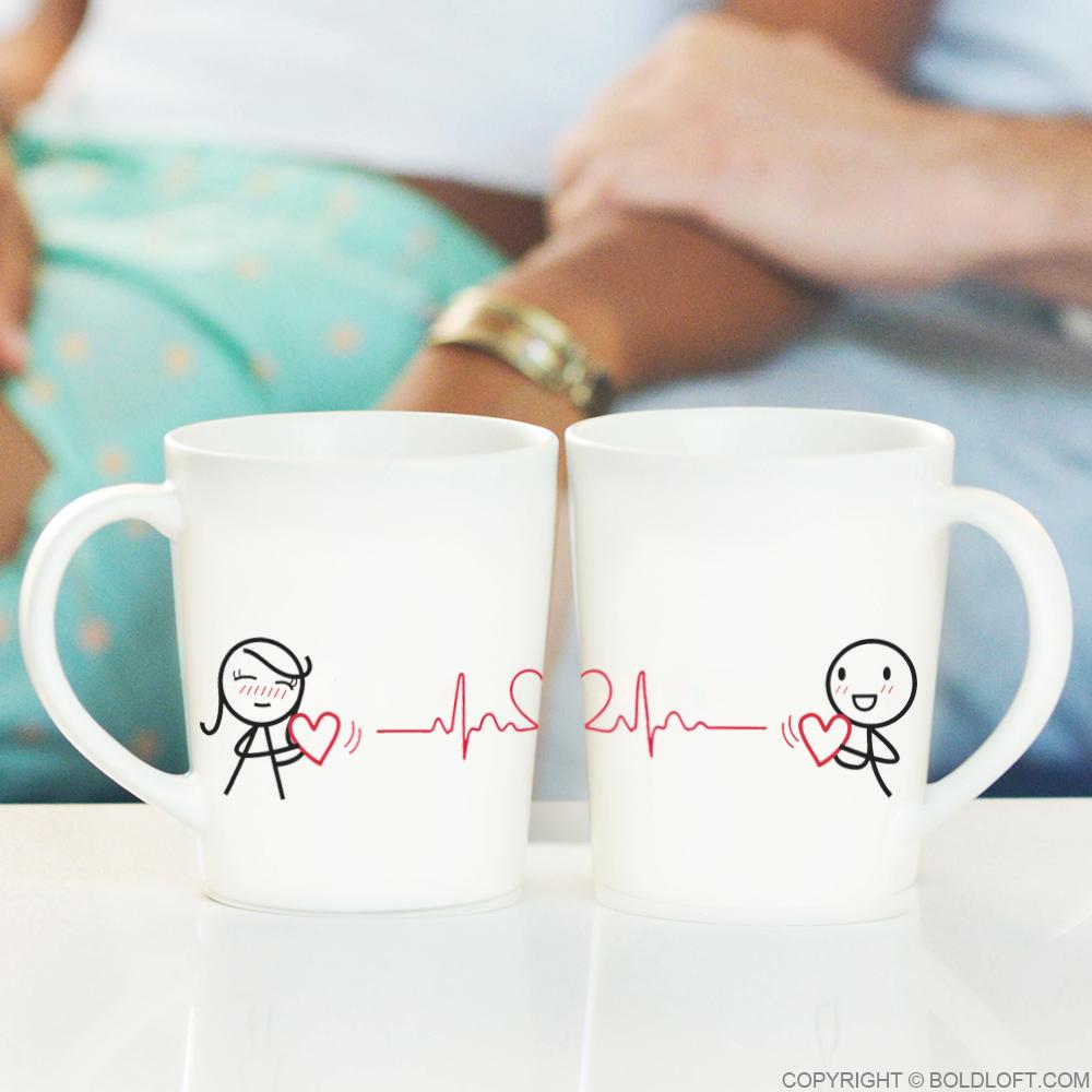 Love You with Every Beat of My Heart™ Couple Mugs