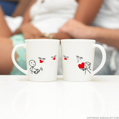 BoldLoft matching couple coffee mugs his hers mugs love drone gifts