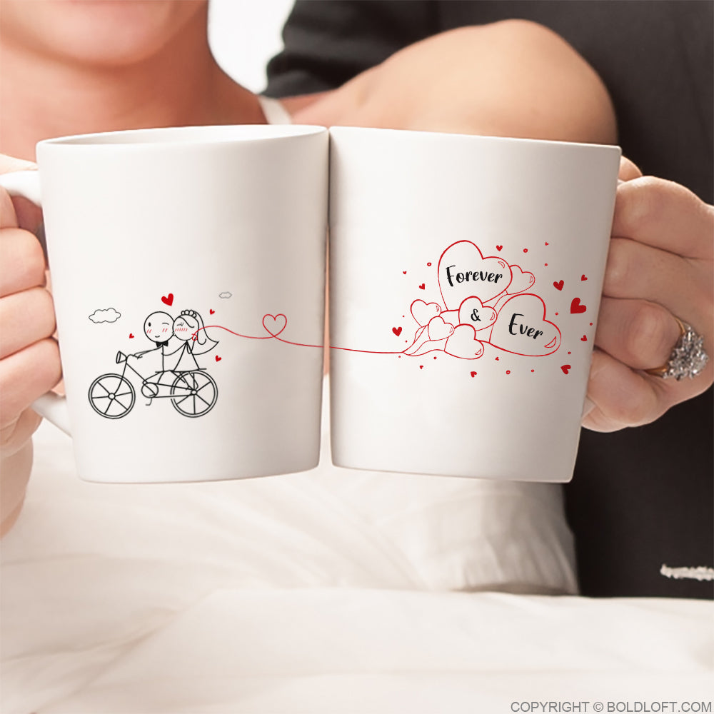 BoldLoft Forever & Ever Wedding Mugs for Bride and Groom. Perfect Engagement, Bridal Shower, or Wedding Gift for Couples.