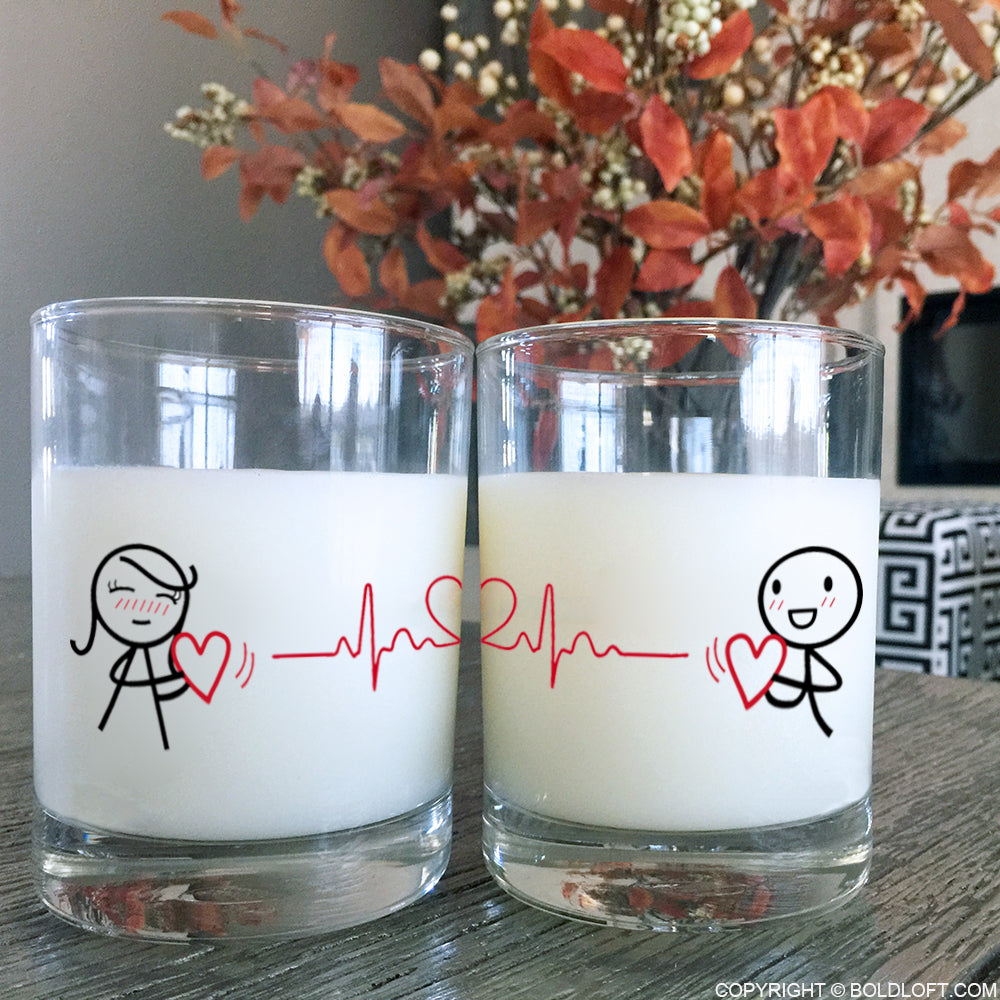 Love You with Every Beat of My Heart™ Couple Drinking Glasses