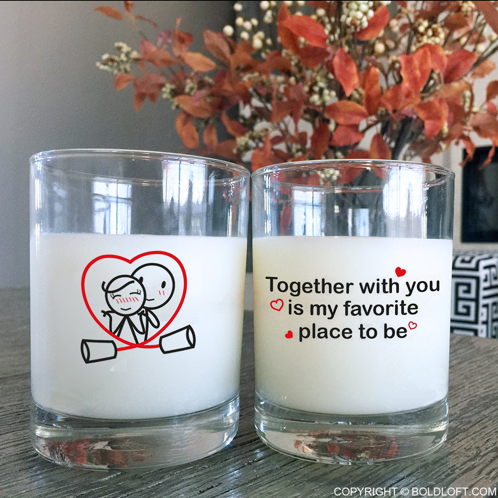 BOLDLOFT Together with You Couple Drinking Glasses- Couples Gifts