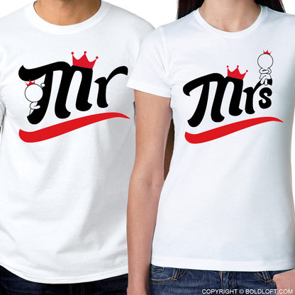 A Perfect Match™ Mr &amp; Mrs Matching Couple Shirt Set
