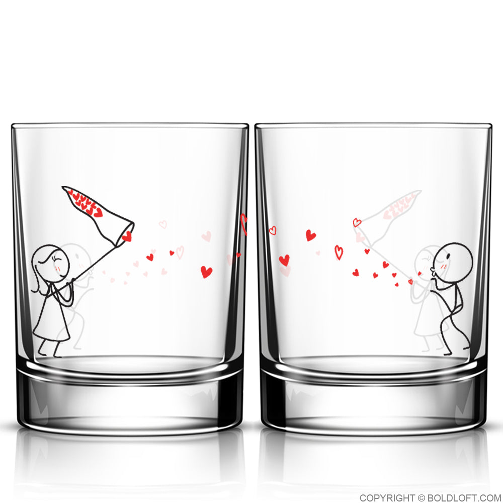 Catch My Love Too™ Couple Drinking Glass Set
