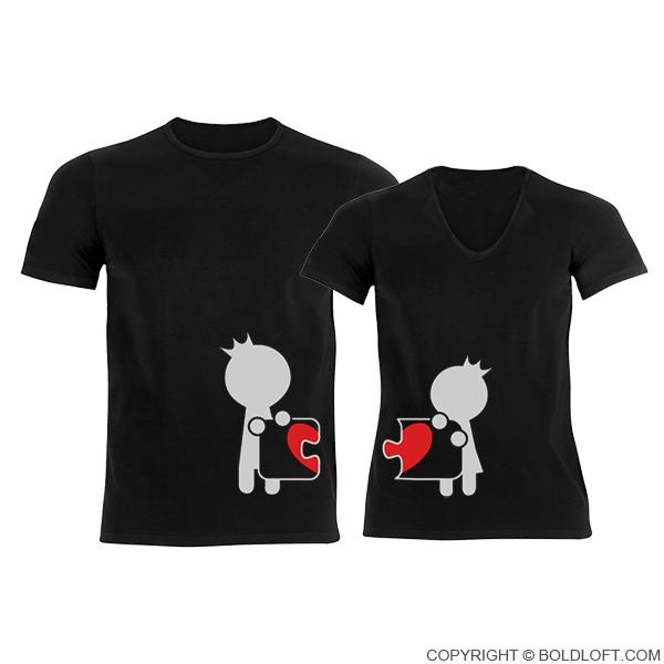 Complete My Heart™ Couple T-Shirts Black
