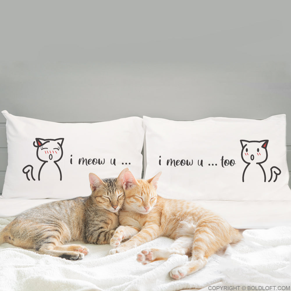 I Meow You™ Cat Couple Pillowcases
