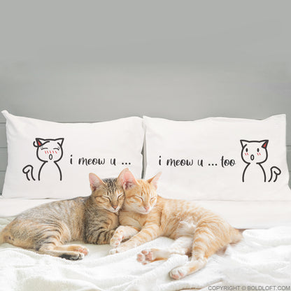 I Meow You™ Cat Couple Pillowcases