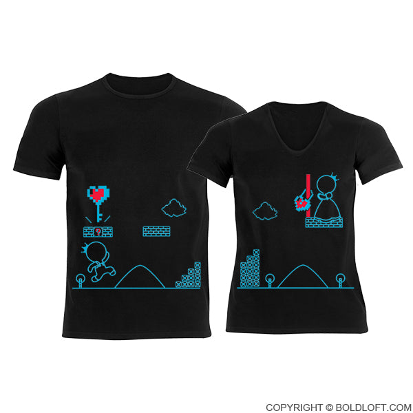 Showcasing a key and the other a heart-shaped lock, BoldLoft Key to My Heart Couple Shirts are the perfect gifts for your gamer boyfriend and girlfriend.