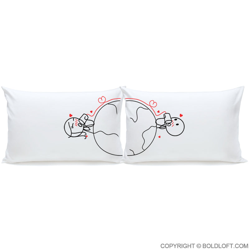 BoldLoft Love Has No Distance Couple Pillowcases