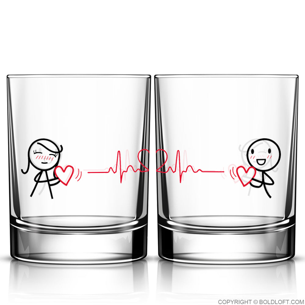 Love You with Every Beat of My Heart™ Couple Drinking Glass Set