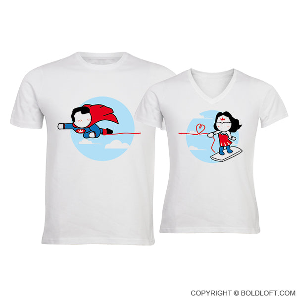 Made for Loving You™ Super hero Wonder Couple Shirts for Him Her His Hers Shirts Superhero Gifts for Men Women