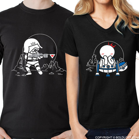 May the Love be with You™ His & Hers Matching Couple Shirt Set Black