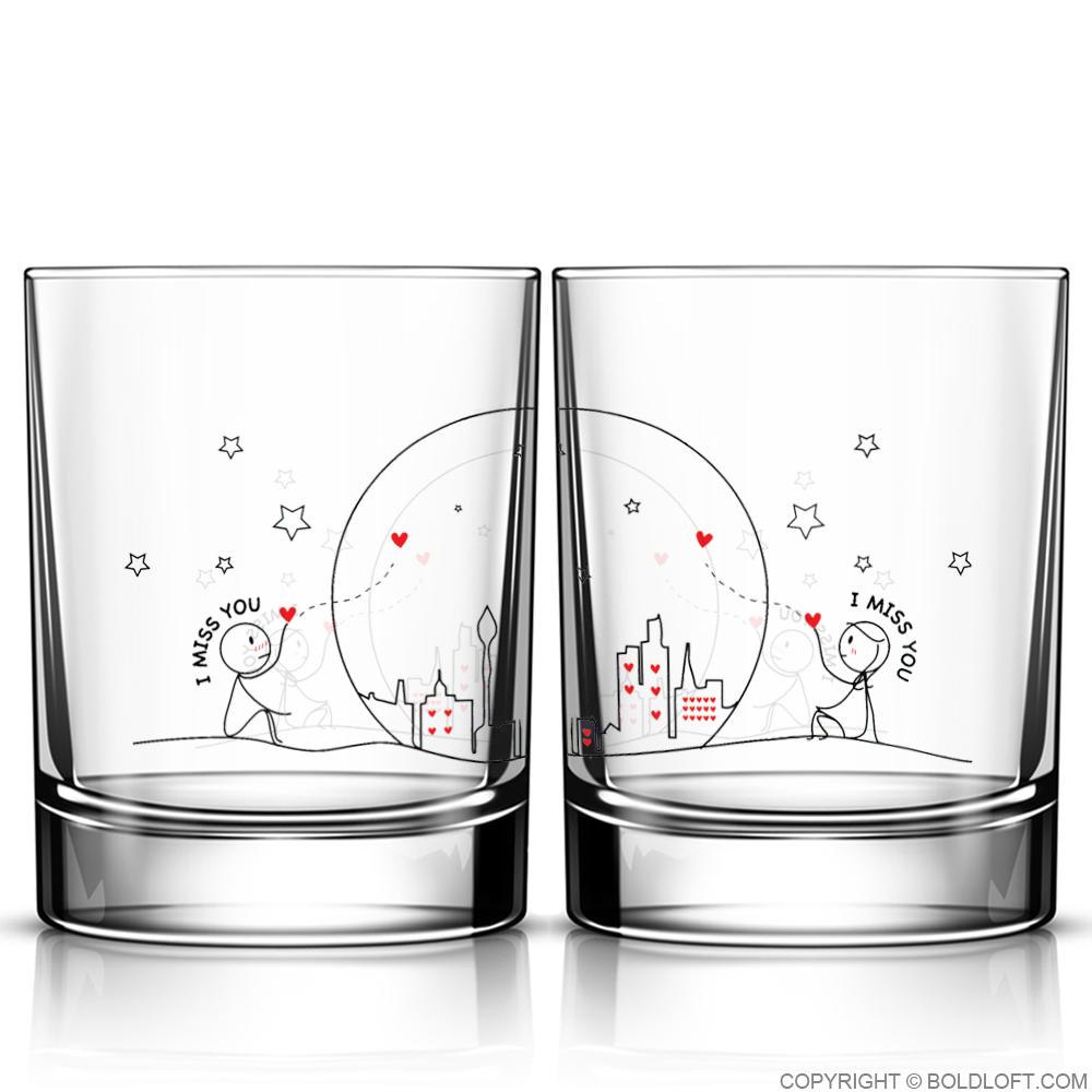Miss Us Together™ Couple Drinking Glass Set