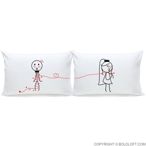 Tie The Knot™ Bride & Groom Wedding Pillowcases