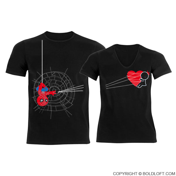 Couple Matching Valentine's Day Outfit I'm Hers and He's Mine T-Shirt Set  for Men and Women 1