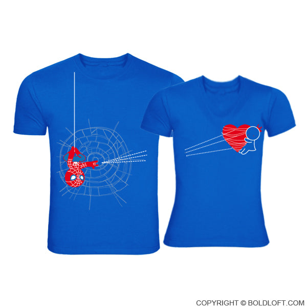 BoldLoft You’ve Captured My Heart couple shirts, featuring cute superhero-themed cartoon characters for movies and comic lovers.