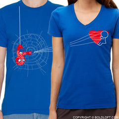 BoldLoft Couple Shirts - You've Captured My Heart Spider Web Super Hero Matching Couple Shirts Black